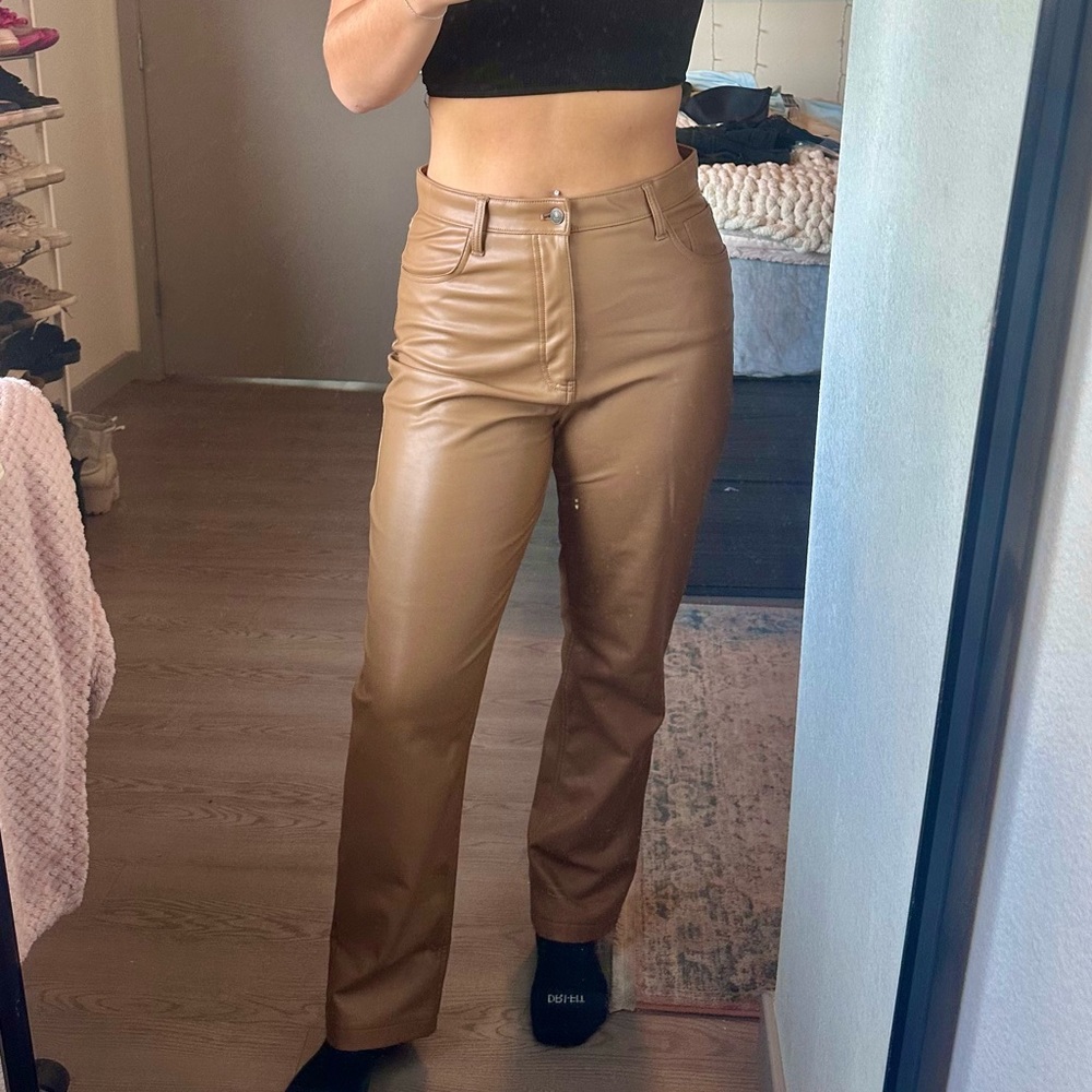 Abercrombie curve love vegan leather 90s straight pant